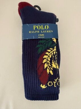 Title: Polo Ralph Lauren Men’s Crew Socks 2 Pair Size 10-13 Navy Stripe